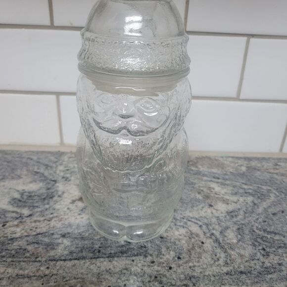 Glass 8 " Santa jar with lid - Picture 1 of 1